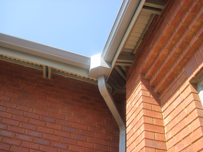 Corner Hopper Box for rainwater gutters.